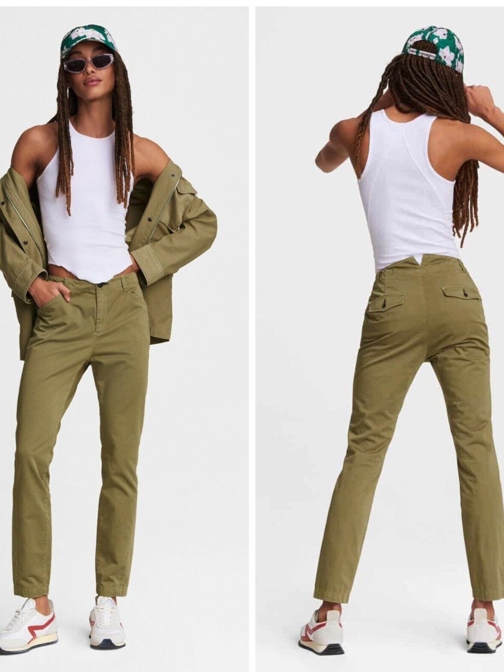 Khaki Straight Leg Women's Pants